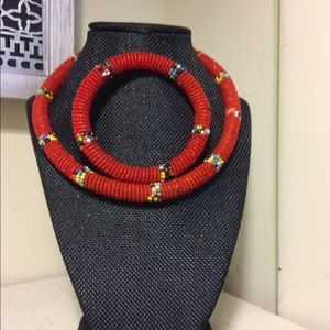 African Beaded Maasai Necklace /matching bracelet